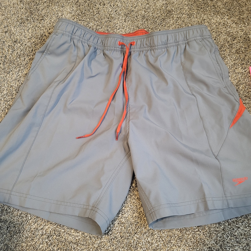 Speedo Gray Shorts with Oramge Highlights